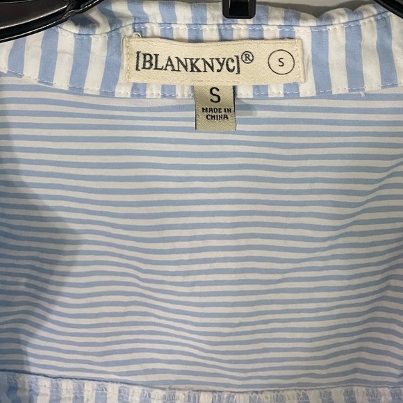 BlankNYC Feel Good Striped Button Down Shirt Blue White Cotton Blend Lightweight - Picture 5 of 7